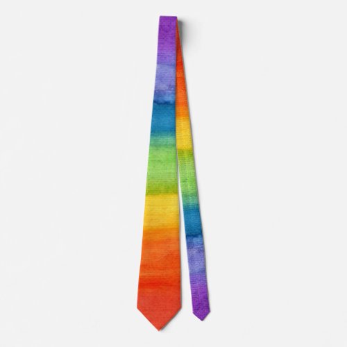 Watercolor Colorful Rainbow Modern Neck Tie