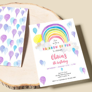 Watercolor Colorful Rainbow Of Fun Birthday Invitation