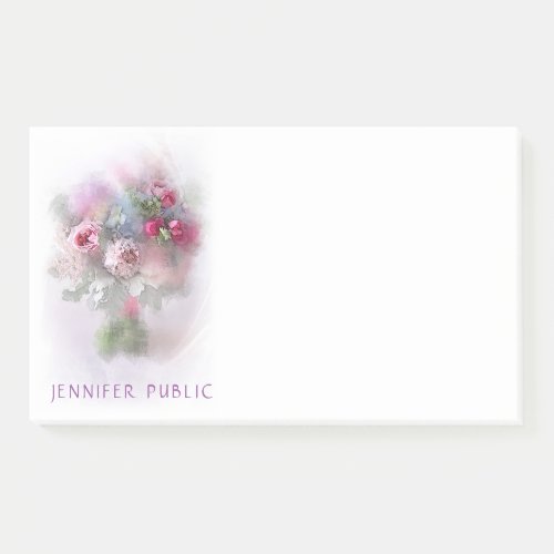Watercolor Colorful Roses Flowers Floral Template Post_it Notes