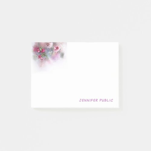 Watercolor Colorful Roses Flowers Floral Template Post_it Notes