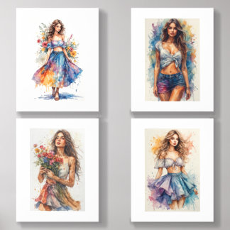 Watercolor, Colorful Sexy Woman Design on a Acrylic Photo Tile