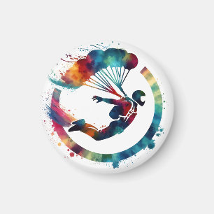 Watercolor Colorful Skydiver  Magnet