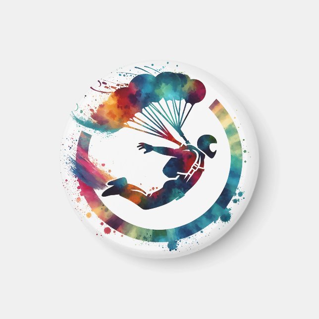 Watercolor Colorful Skydiver  Magnet (Front)
