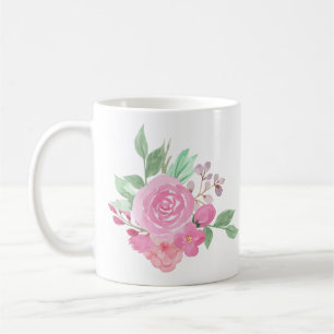 Watercolor Colorful Spring Floral Posy Custom Coffee Mug