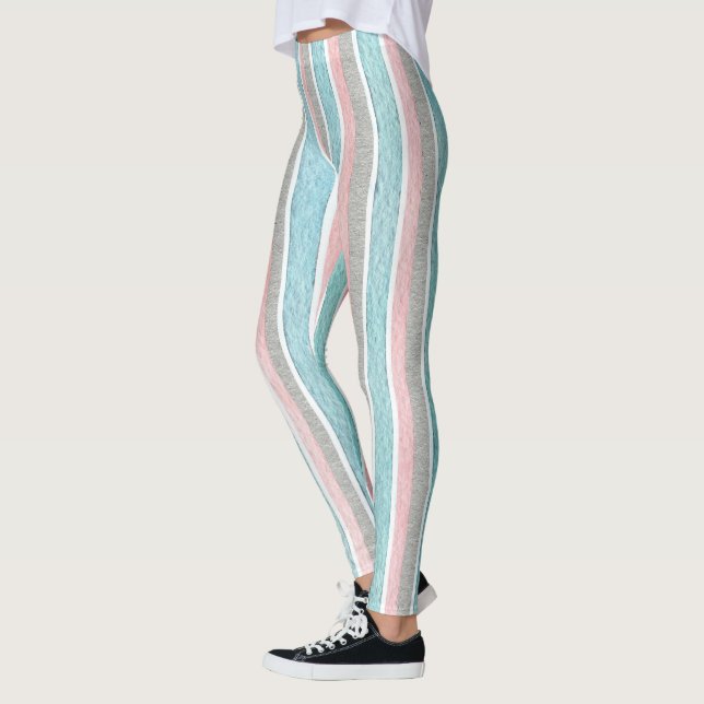 Watercolor Colorful Stripes Leggings (Left)