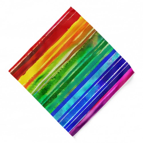   Watercolor Colorful Stripes Modern Artsy Rainbow Bandana