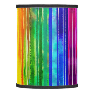   Watercolor Colorful Stripes Modern Artsy Rainbow Lamp Shade