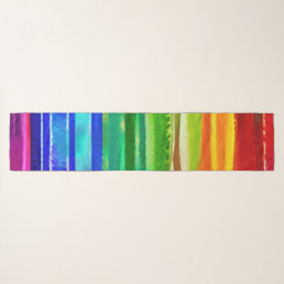   Watercolor Colorful Stripes Modern Artsy Rainbow Scarf