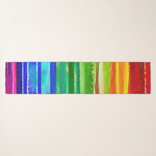   Watercolor Colorful Stripes Modern Artsy Rainbow Scarf