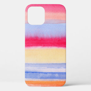 Watercolor colorful stripes.stripe,watercolor,aqua iPhone 12 case