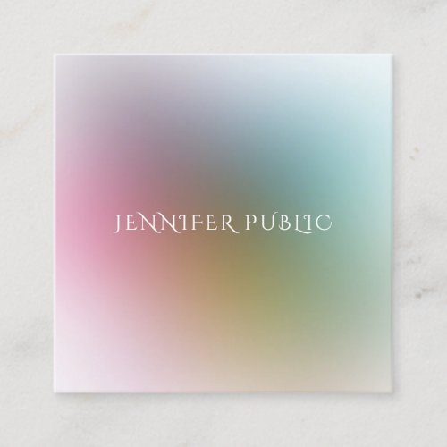Watercolor Colorful Template Modern Simple Design Square Business Card