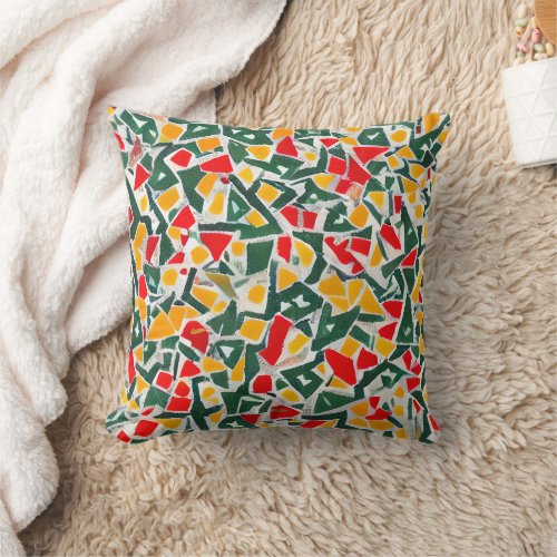 Watercolor Colorful Terrazzo Pattern Throw Pillow