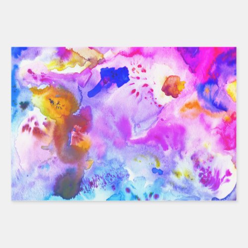 Watercolor colorful textured painting vivid purple wrapping paper sheets