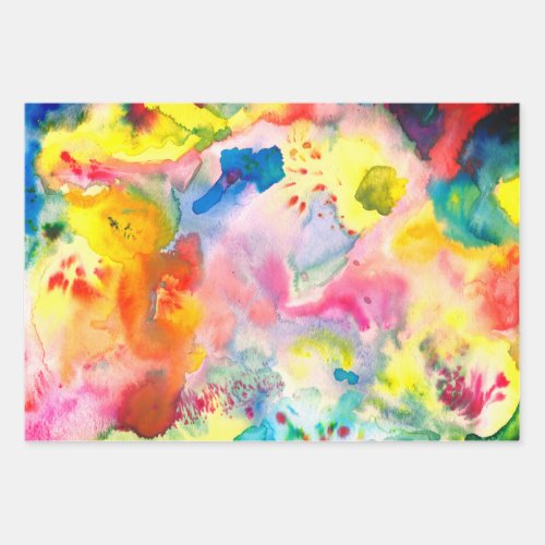 Watercolor colorful textured painting vivid rainbo wrapping paper sheets