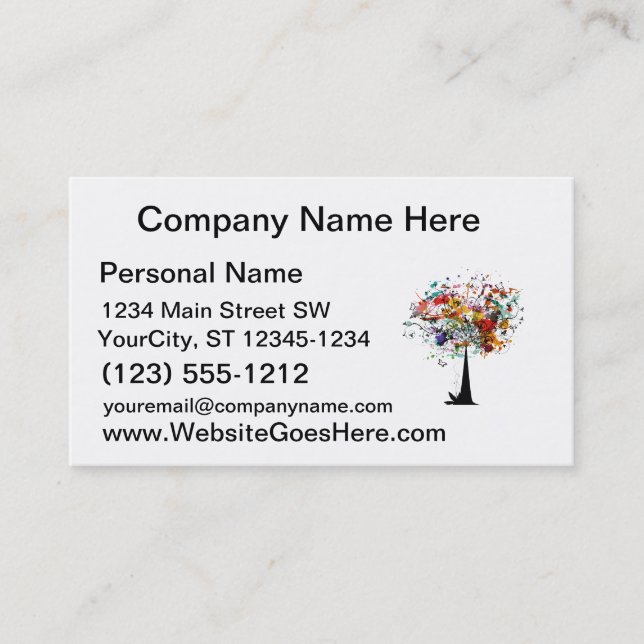 Watercolor colorful tree n butterfly.png business card (Front)