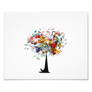 Watercolor colorful tree n butterfly.png photo print