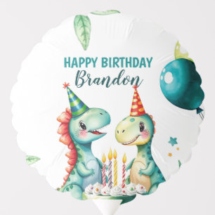 Watercolor Colorful Trex Dinosaur 1st Birthday Balloon