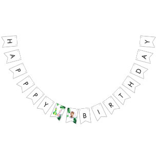 Watercolor Colorful Trex Kids Photo Birthday Bunting Flags