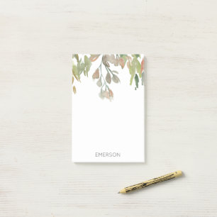 Watercolor Colorful Vine NAME Greenery Artisan Post-it Notes