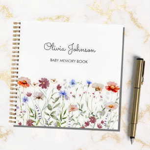 Watercolor Colorful Wildflower Baby Memory Book