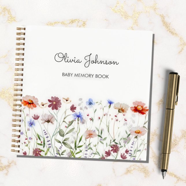 Watercolor Colorful Wildflower Baby Memory Book (In situ)