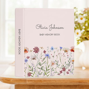 Watercolor Colorful Wildflower Baby Memory Book Mini Binder