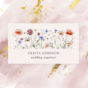 Watercolor Colorful Wildflower Business Card
