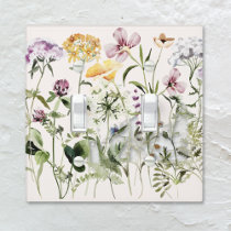 Watercolor Colorful Wildflower Garden Light Switch Cover