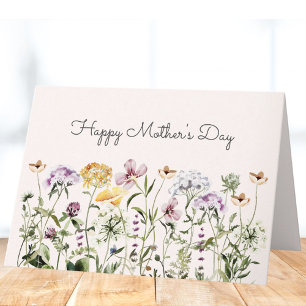 Watercolor Colorful Wildflower Garden Mothers Day Card