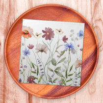 Watercolor Colorful Wildflower Meadow Cloth Napkin