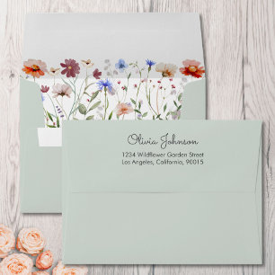 Watercolor Colorful Wildflower Meadow Envelope