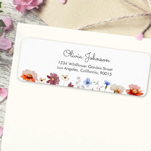 Watercolor Colorful Wildflower Meadow Label