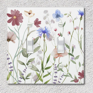 Watercolor Colorful Wildflower Meadow Light Switch Cover
