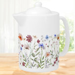 Watercolor Colorful Wildflower Meadow Teapot<br><div class="desc">Bring a touch of natural beauty into your drink with our Watercolor Colorful Wildflower Meadow teapot. Discover a delightful collection of colorful blooms bring the charm of nature indoors. You can add your name on it. Great as gift for nature and flower lovers.</div>