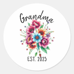 Watercolor Colorful Wildflowers Grandmother Classic Round Sticker