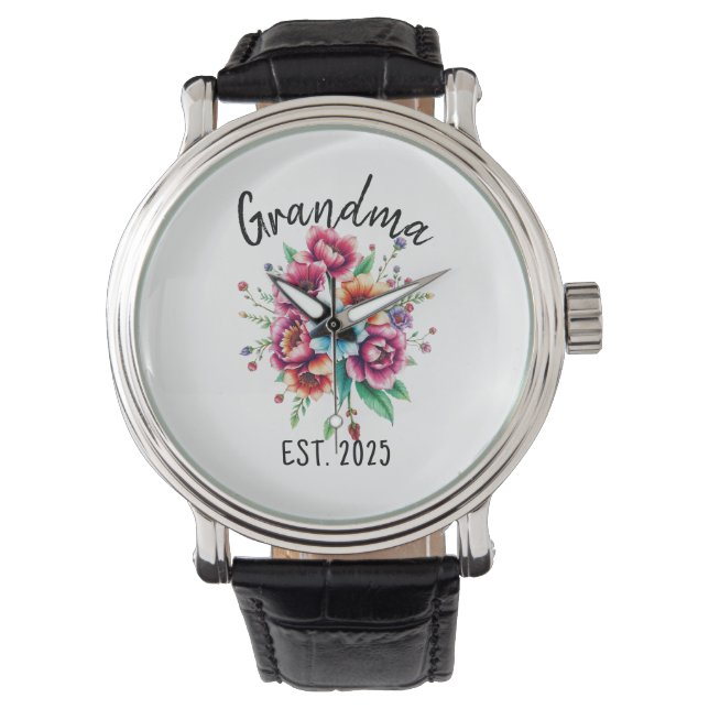 Watercolor Colorful Wildflowers Grandmother Watch (Front)