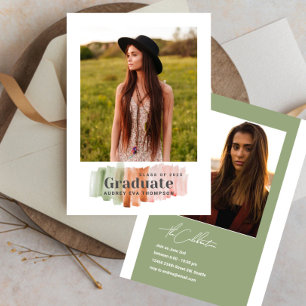 Watercolor Colors Graduation Photo Invitation