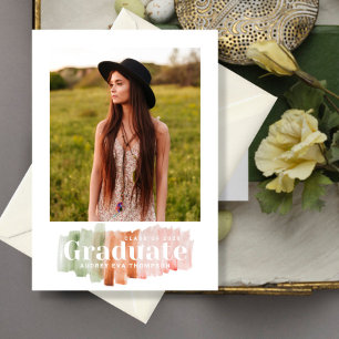 Watercolor Colors Graduation Photo Invitation