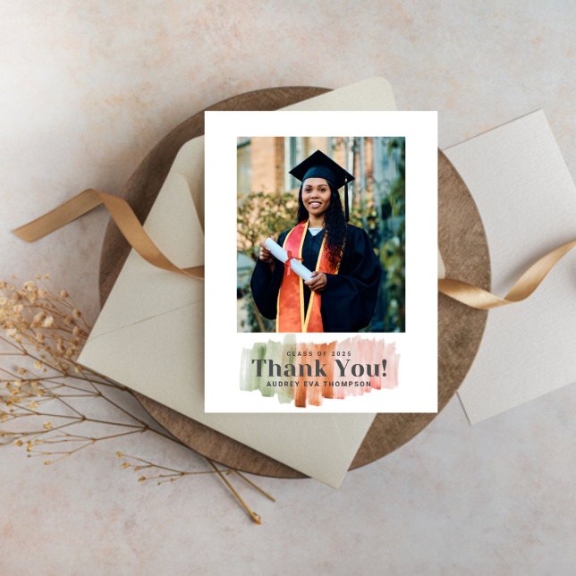 Watercolor Colors Graduation Thank You Invitation (Creator Uploaded)