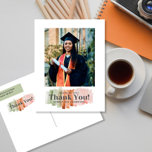 Watercolor Colors Graduation Thank You Postcard