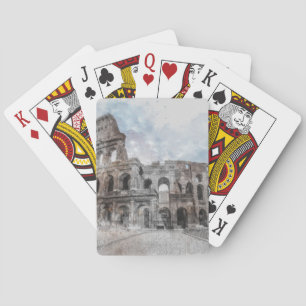 Watercolor Colosseum Poker Cards – Artistic Rome