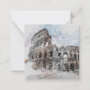 Watercolor Colosseum Rome Italy Elegant Note Card