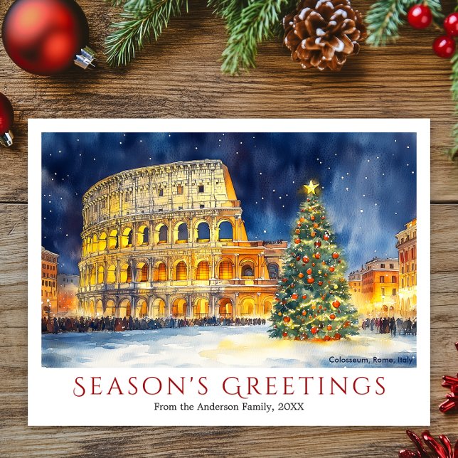 Watercolor Colosseum Rome Italy Travel Christmas Holiday Postcard (Watercolor Colosseum Rome Italy Travel Christmas Holiday Postcard)
