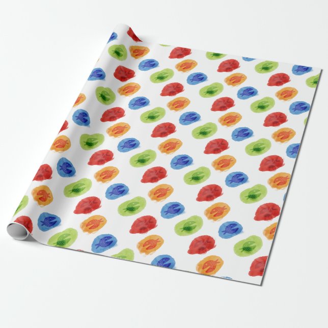 Watercolor Comic Cartoon Fish Wrapping Paper (Unrolled)