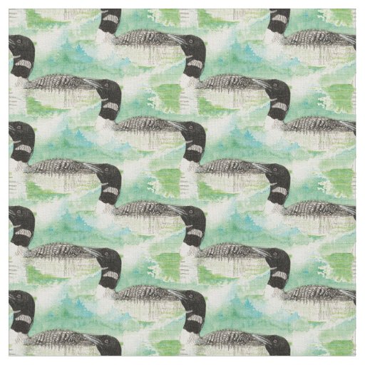 Watercolor Common Loon Bird Nature Art Fabric