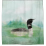 Watercolor Common Loon Bird Nature Art Shower Curtain