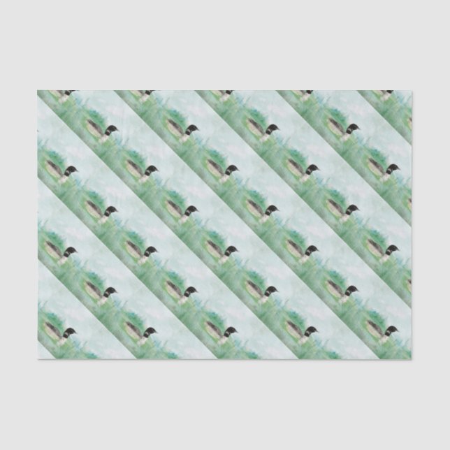 Watercolor Common Loon Bird Nature Art Tissue Paper (Front)