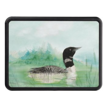 Watercolor Common Loon Bird Nature Art Trailer Hitch Cover by countrymousestudio at Zazzle