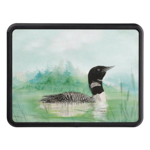 Watercolor Common Loon Bird Nature Art Trailer Hitch Cover