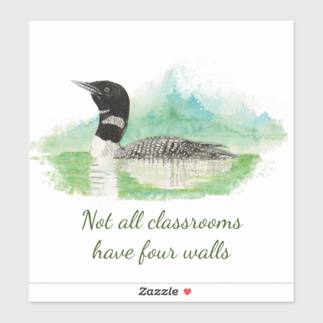 Watercolor Common Loon Bird Wilderness Quote Art Sticker (Sheet)